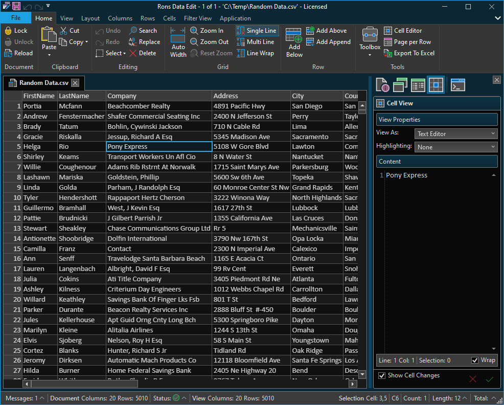 screenshot of Rons Data Edit